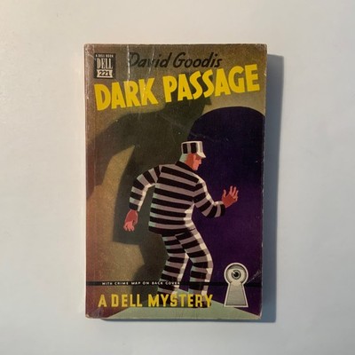 Dark Passage by David Goodis 1948 Dell Mapback 221, 1st printing Very Good++