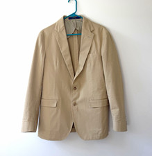 Polo Ralph Lauren Men's Beige Solid Cotton Blazer Sport Coat 40R 2-Button