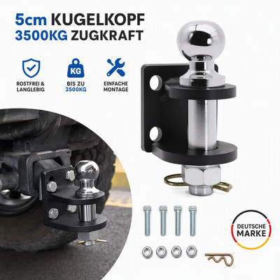 AllBalls ATV UTV Anhängerkupplung set Vorrichtung 5cm inkl. Kugelkopf 3500kg Neu