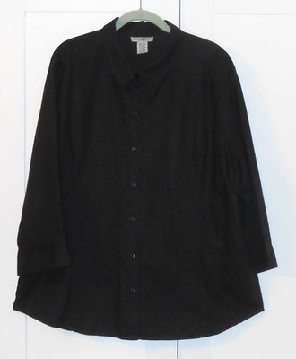 WOMEN'S CHELSEA STUDIO BLACK LINEN BLEND BUTTON DOWN BIG SHIRT - SIZE 20W