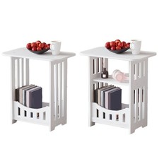 23 Inch Narrow Side Table with Display Shelf for Living Room and Bedroom