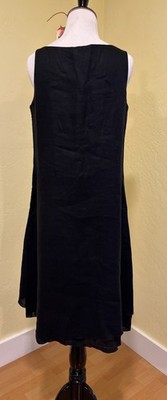 Eileen Fisher 100% Irish Linen Black Hankachif Dress Size Small RN78121 |  eBay