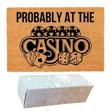 Funny Coir Doormat with Probably at The Casino - Front Door Mat, Entryway Wel...