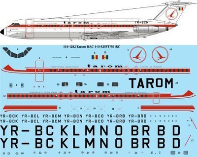 26Decals 144-1282 1/144 Tarom BAC 1-11-500 laser decal - for Mark 1 kit