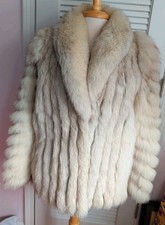 Beautiful Saga Fox Silver Frost Fox Fur Jacket Short Coat Women’s Small Medium