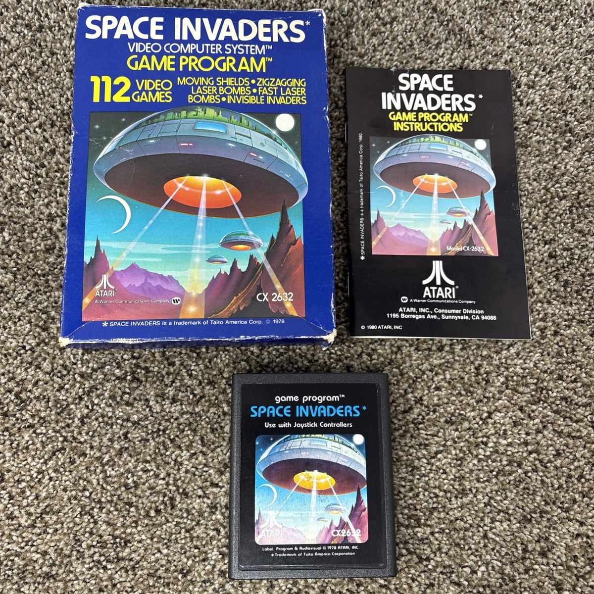 SPACE INVADERS - Vintage Atari 2600 - CX2632 Complete In Box