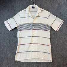 Vintage Desica Mens Sheer Button Shirt USA Made Short Sleeve Striped Size YM
