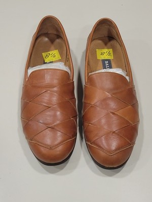 Vtg BALLY Woven Leather Loafers Men s 8.5 M Made in Italy Brown Basketweave