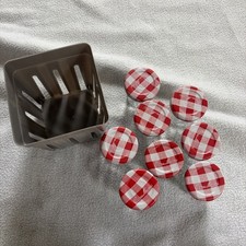 Bonne Maman Glass Jars with Red  Pink Lids - Lot of 8 with basket