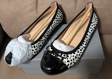 Vionic Women  s Black/White Spark Minna SpotCap Toe Leather Flats US 7 M. NIB