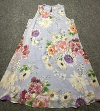 Calvin Klein Dress Womens 10 Purple Floral Sleeveless A-Line Lined Midi Summer