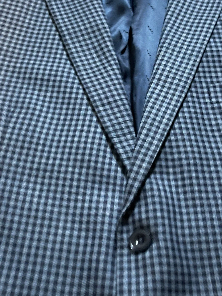 Abrigo deportivo Michael Kors para hombre calce clásico azul a cuadros 48R usado en excelente estado Foto 3 de 4