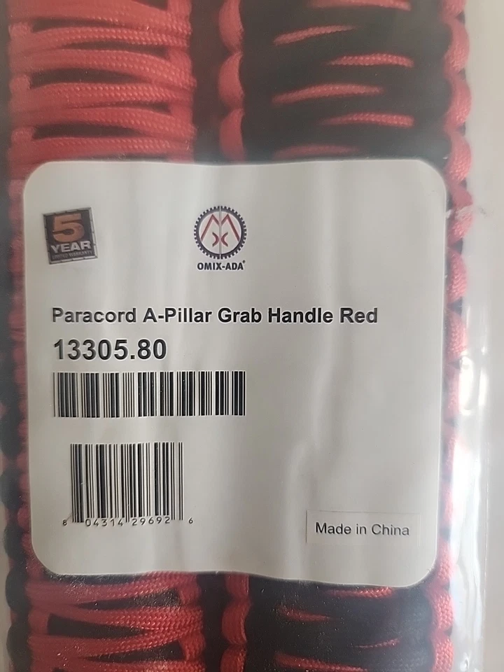 Rugged Ridge 13305.80 Paracord A-Pillar Grab Handle Fits 07-18 Wrangler (JK) Red - Image 2 of 2