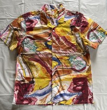 Camisa de campamento Levi's Sunset para hombre M calce relajado manga corta multicolor $65 RARA