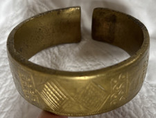 African Solid Brass Cuff Bracelet Bangle 3" Heavy