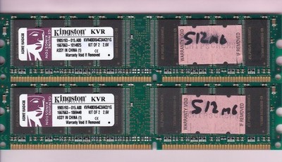 1GB 2x512MB PC3200 DDR-400 Kingston KVR400X64C3AK2/1G ELPIDA RAM MEMORY Kit DDR1