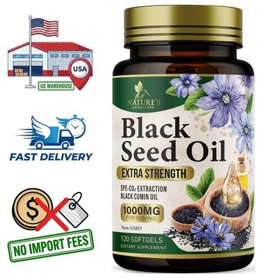 Aceite de Semillas de Comino Negro 1000mg (Nigella sativa) 120 Cápsulas Blandas