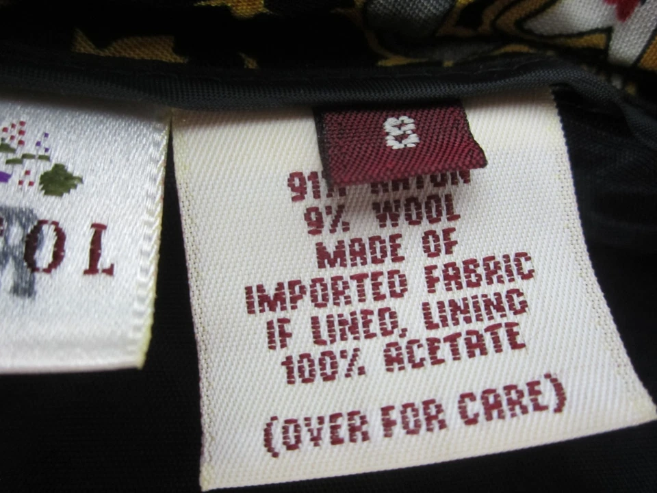 De Colección Susan Bristol Mujer XS Rojo Amarillo Paisley Plisado Falda Lana Rayón Midi Foto 4 de 4