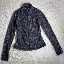 Lululemon Black/Gray Speckled Full Zip Zipped Pockets Jacket Women Size 4