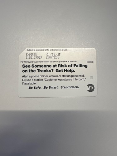 Carte tarifaire MTA MetroCard New York City Subway Bus - jaune et bleu pour collection - Photo 2/2