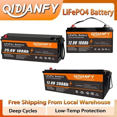 12V/24V 100Ah 200Ah LiFePO4 Lithium Battery Deep Cycle For RV Solar Backup Power
