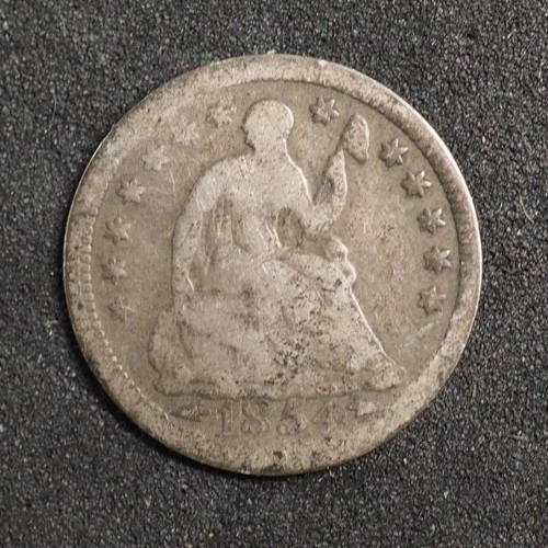 1854   *P * ARROWS SEATED LIBERTY SILVER HALF DIME **FREE SHIPPING**C2905