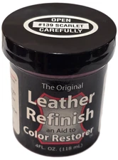 Leather Refinish Sofa Handbag Shoe Color Dye 4.oz Scarlet Leather  dye  Restore
