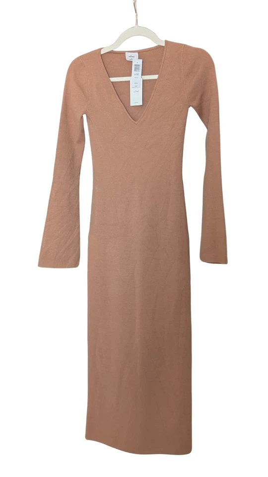 Vestido maxi suéter Aritzia Wilfred Moore malha gola V tamanho XS - Imagem 2 de 4