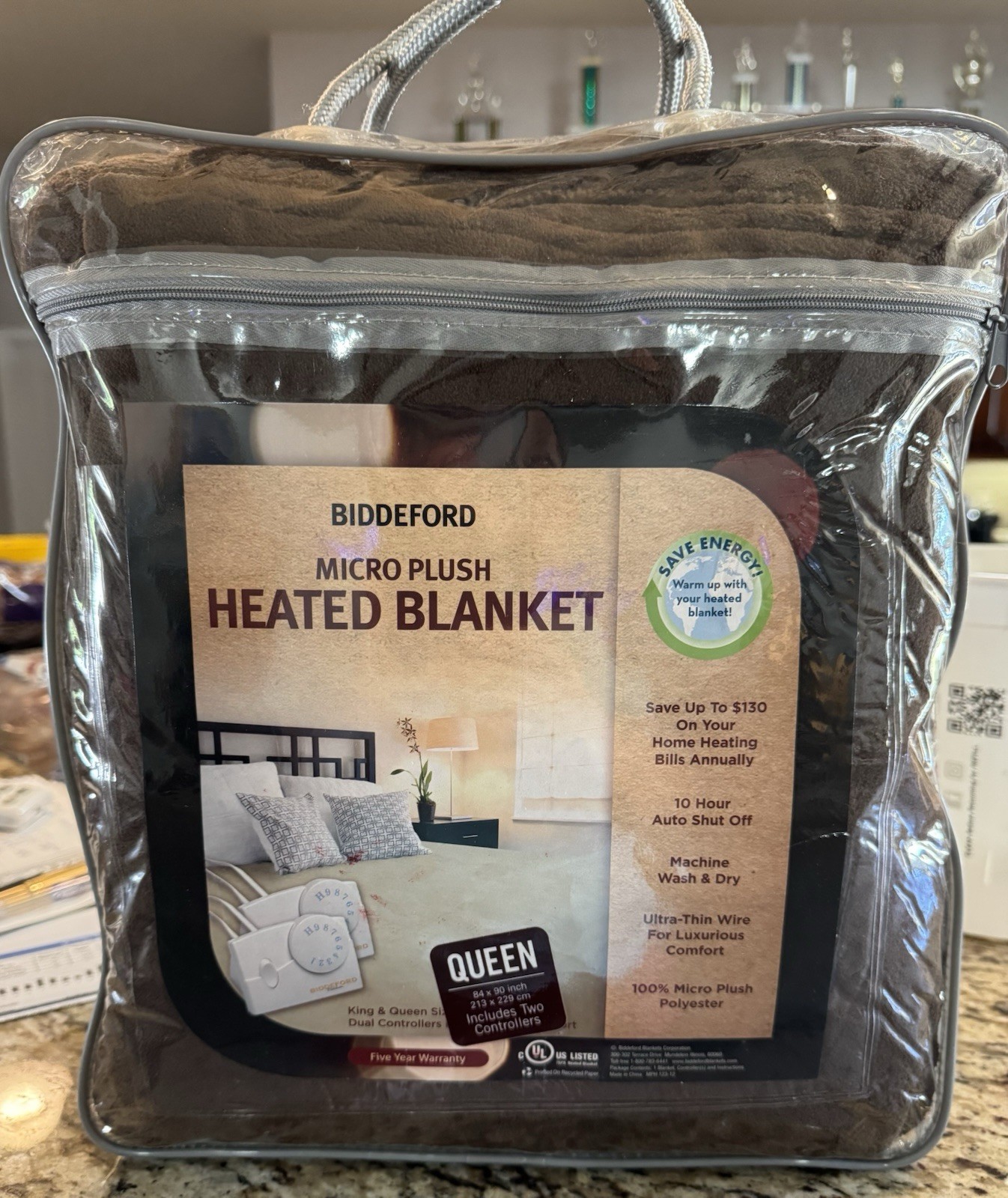 NEW Biddeford Electric Heated MicroPlush Queen 84"x 90" Blanket Auto Shutoff