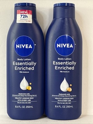 2 Nivea Body Lotion Essentially Enriched 72hr Moisture, Serum & Almond Oil 8.4o