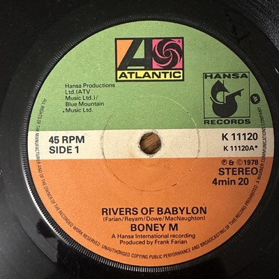 Boney M.   Rivers of Babylon 7'' Single Record 1978 Atlantic Hansa Pop 45 RPM VG 