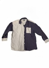 Madewell Oversized Colorblock Button-Up Shirt in Navy and Lt