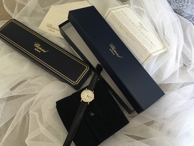 Chopard Classic Ladies 18kt Gelbgold Quarz Uhr - Armband Leder - VINTAGE  - 1998