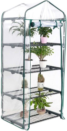 Ram® 4 Tier Walk In Greenhouse – Compact Green House with 4 Shelves and