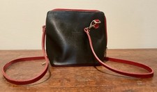 Vera Pelle Black Crossbody Purse Italian Red Leather Detachable Strap Made Italy