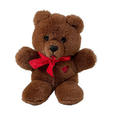 VTG Dakin Heart Throb Teddy Bear Plush 1985 Red Heart Bow Stuffed Animal READ