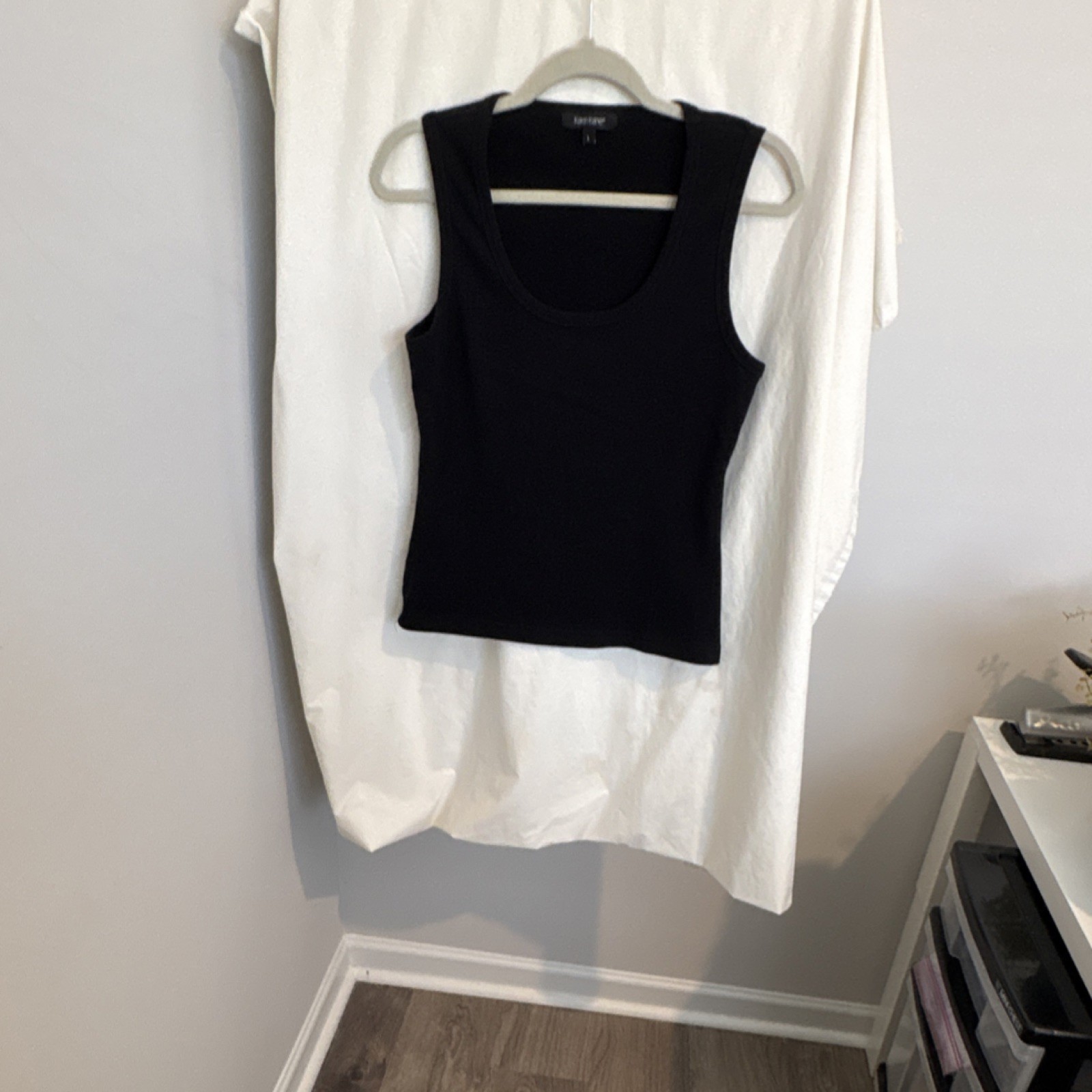 Karen Kane Women's Black Knit Sleeveless Tank Top Scoop Neck Cotton Blend L