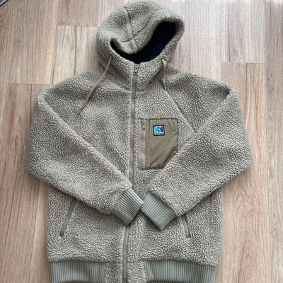 Helly Hansen Fleece Jacket XL Beige Hooded Zippered Pocket Used