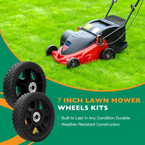 2x 7" Push Lawn Mower Plastic Wheels Fit Craftsman Mower Generator Garden Tiller - Picture 5 of 7