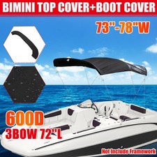 73" 600D Bimini Top Sac Rangement Protection Pour 3 Bow Bateau Voile de Soleil