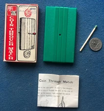 Vintage Magic Tricks Tenyo Coin Through Match T-17 1972 Rare Green