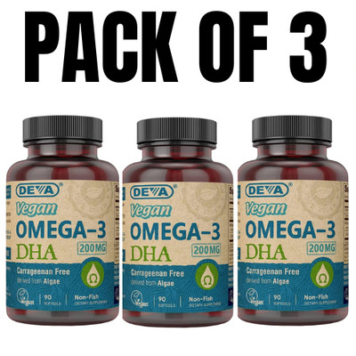DEVA Vegan Omega-3 DHA Supplement   90 Count (Pack of 3)
