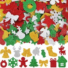 300 Pcs Foam Stickers - Red, Green, Silver, Gold Xmas, Santa Claus, Snowman, ...