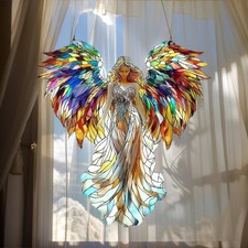 Rainbow Angel Suncatcher, Acrylic Window Hanging Decor