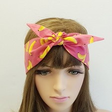 Banana print headband, cotton head scarf, summer hair scarf, self tie scarf