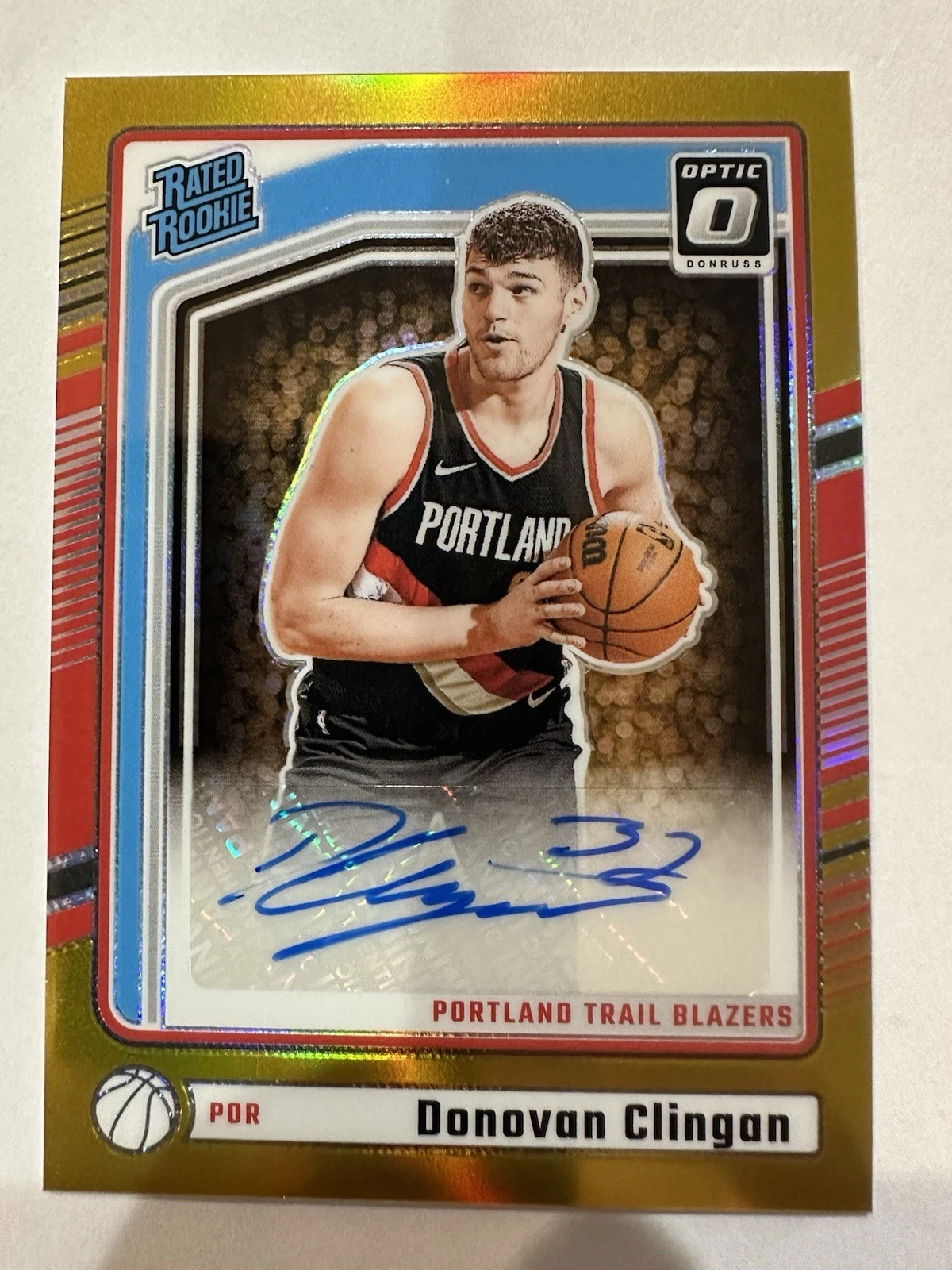 2024-25 Panini Donruss Optic Donovan Clingan RATED ROOKIE GOLD AUTO /10 Blazers