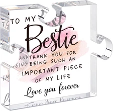 Bestie Gifts for Women Friendship - 0.6" Thickness Acrylic Puzzle & Gift Box,Gif