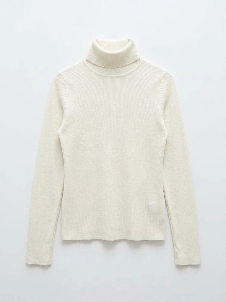 New Look UK14 cream Ribbed Turtleneck Top Minimalist Scandi B3/0147