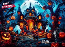 Puzzle for Adults 500 Pieces - Halloween House Jigsaw Puzzle - Moonlight Shining