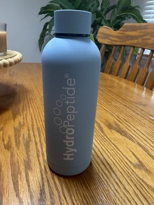 Hydropeptide Water Bottle. Light Blue. Stainless. Screw Lid. Travel. Hydration